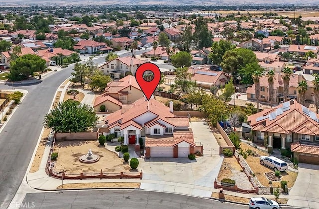 aerial view with a residential view