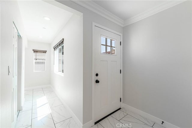 entryway with ornamental molding