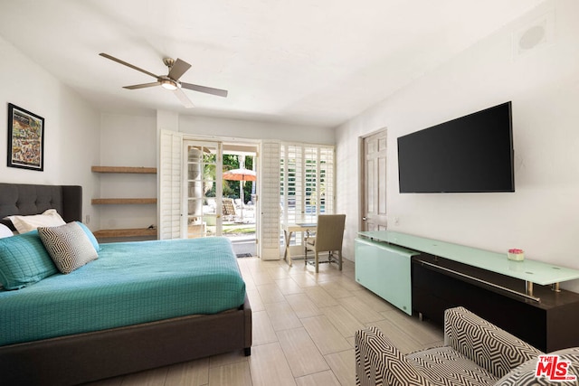 bedroom featuring ceiling fan