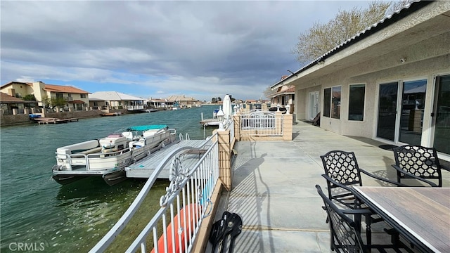 view of dock featuring a water view