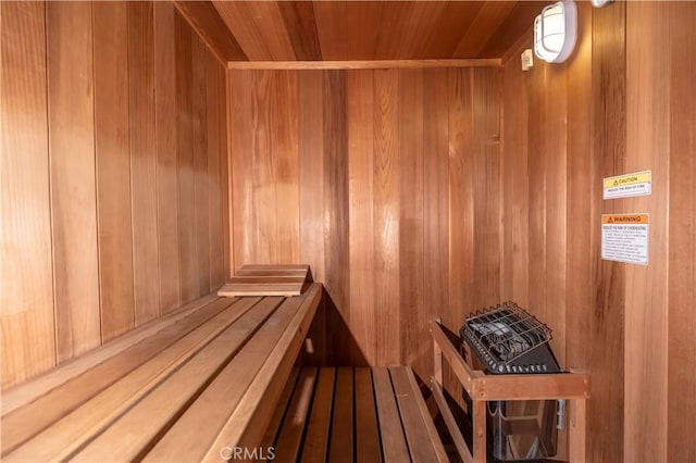 view of sauna featuring hardwood / wood-style floors