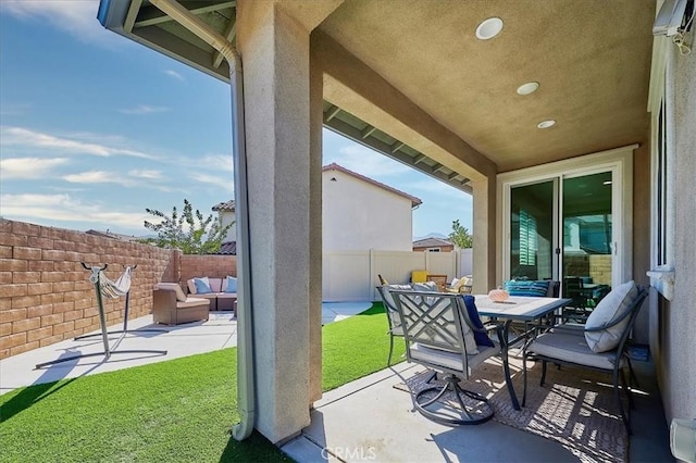 view of patio / terrace featuring an outdoor hangout area