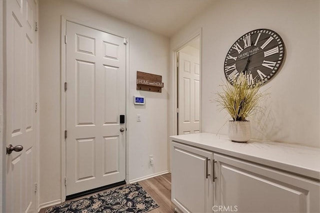 entryway with light hardwood / wood-style flooring