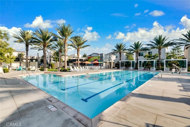 view of pool featuring a patio