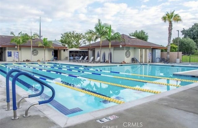 view of pool featuring a patio area