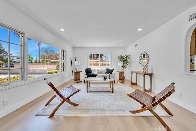 living room with light wood-type flooring