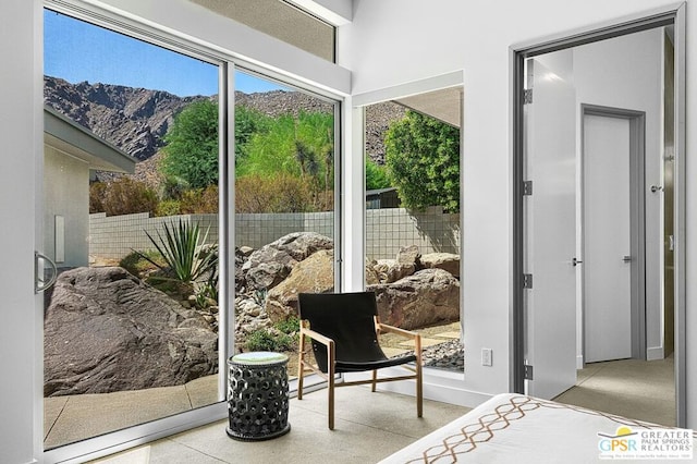 bedroom with a mountain view