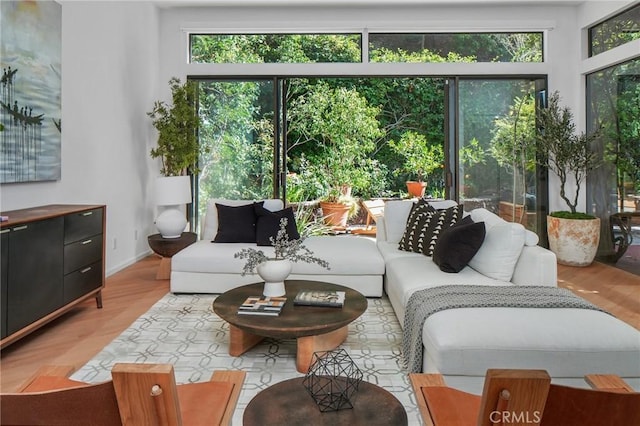 living room with hardwood / wood-style floors