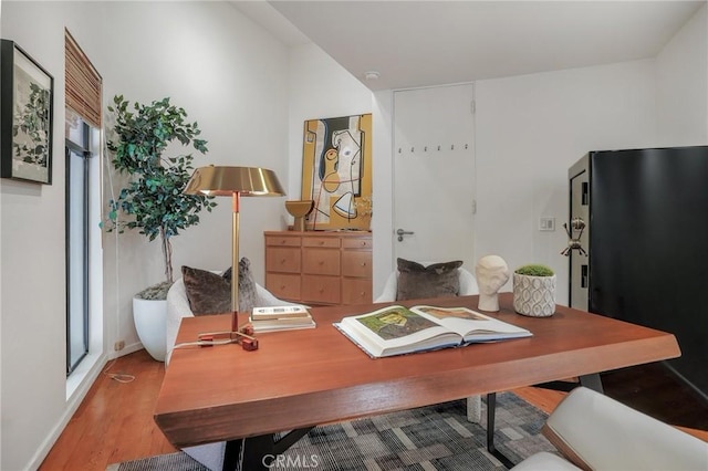 home office featuring wood finished floors