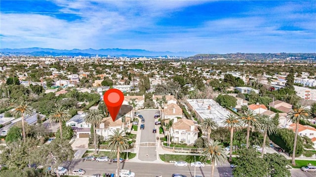 bird's eye view with a mountain view