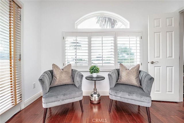 sitting room with wood-type flooring