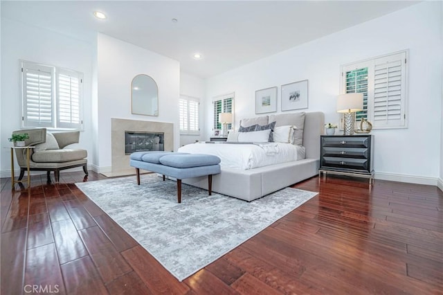 bedroom featuring dark wood-type flooring