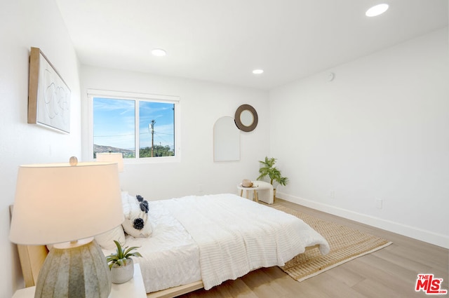 bedroom with hardwood / wood-style floors