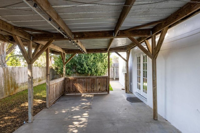 view of patio featuring french doors