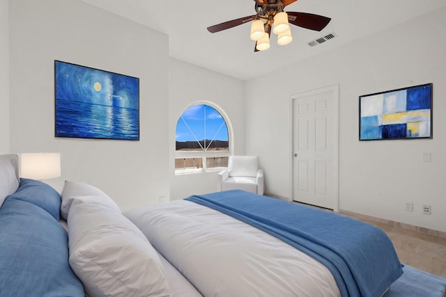 bedroom featuring ceiling fan