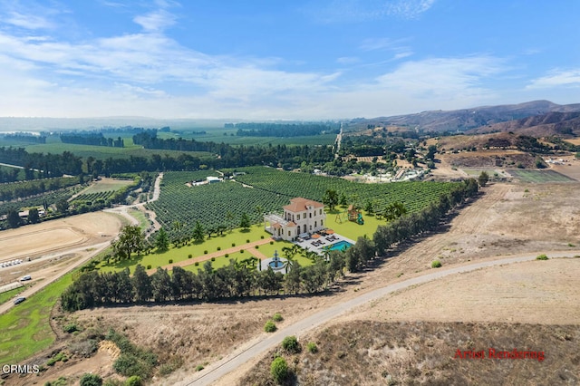 aerial view with a rural view