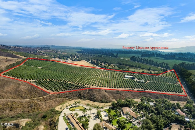 drone / aerial view with a rural view