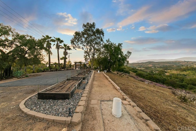 exterior space featuring a mountain view