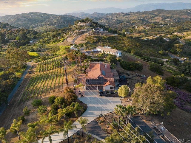 drone / aerial view with a mountain view