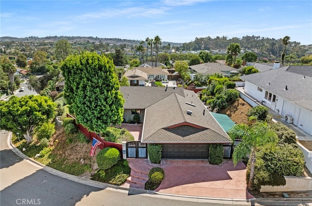 aerial view with a residential view