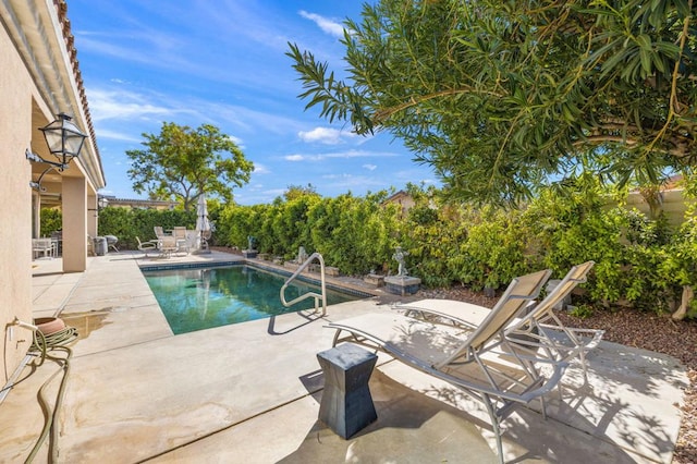 view of swimming pool featuring a patio area