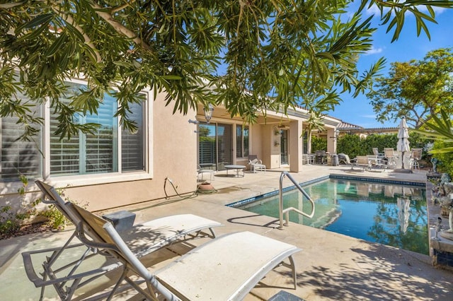 view of swimming pool with a patio area