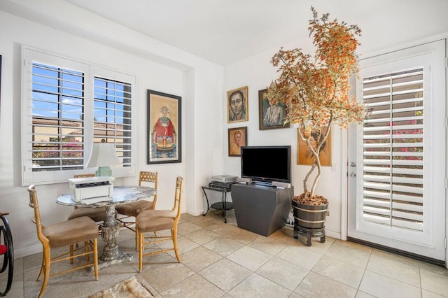 view of tiled dining area