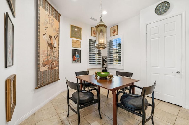 view of tiled dining area