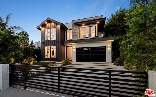 contemporary home with a garage