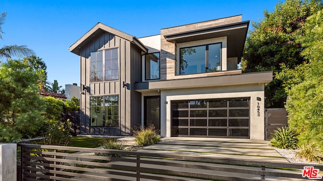 contemporary home featuring a garage