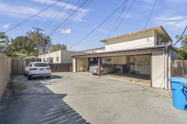 exterior space with a garage