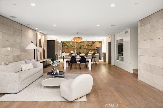 living room featuring light hardwood / wood-style floors