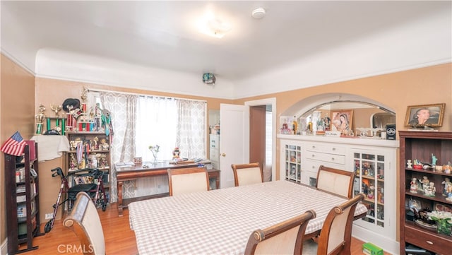 dining area with light wood-type flooring