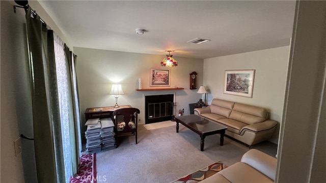 living room featuring carpet flooring