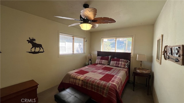 bedroom featuring ceiling fan