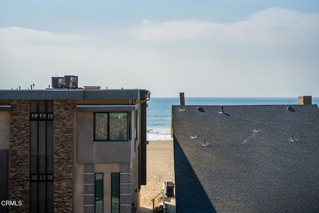 property view of water with a beach view