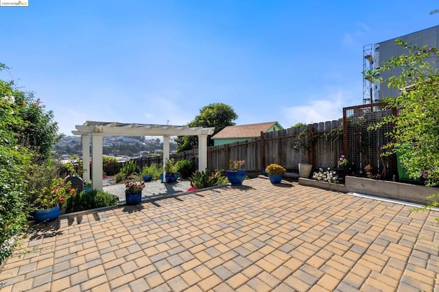 view of patio featuring a pergola