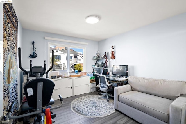 office space featuring hardwood / wood-style floors