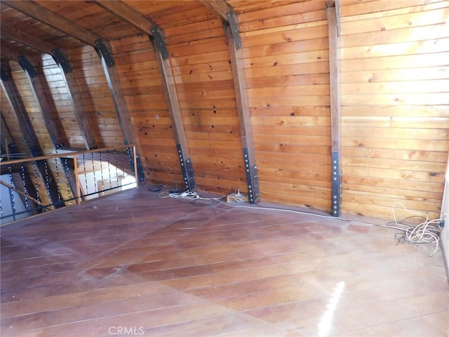 spare room with wood ceiling and hardwood / wood-style flooring