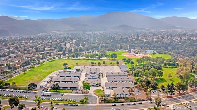 drone / aerial view with a mountain view