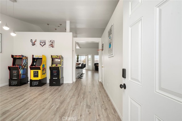 foyer with light hardwood / wood-style floors