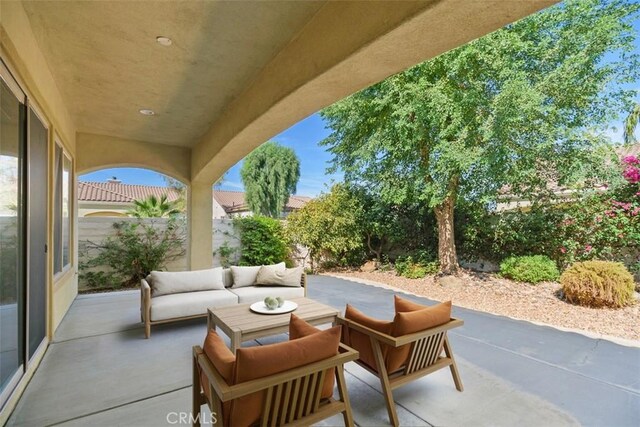 view of patio / terrace with an outdoor living space