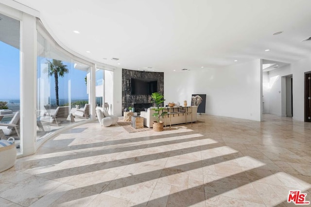 living room with expansive windows