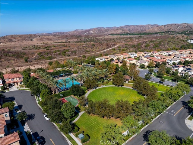 drone / aerial view with a mountain view