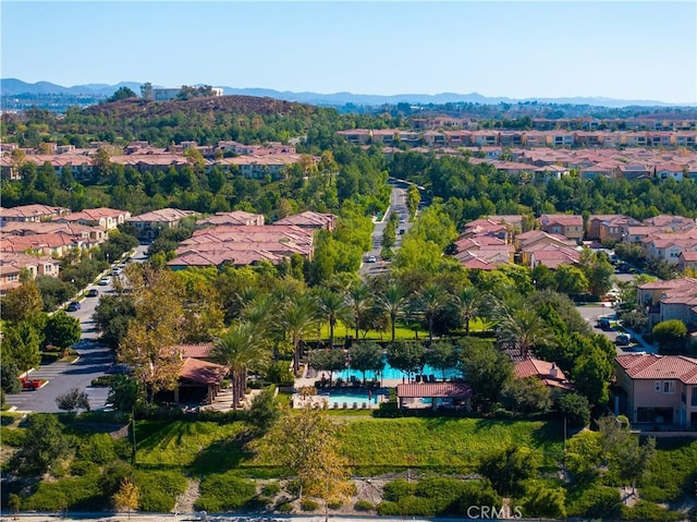 drone / aerial view with a mountain view