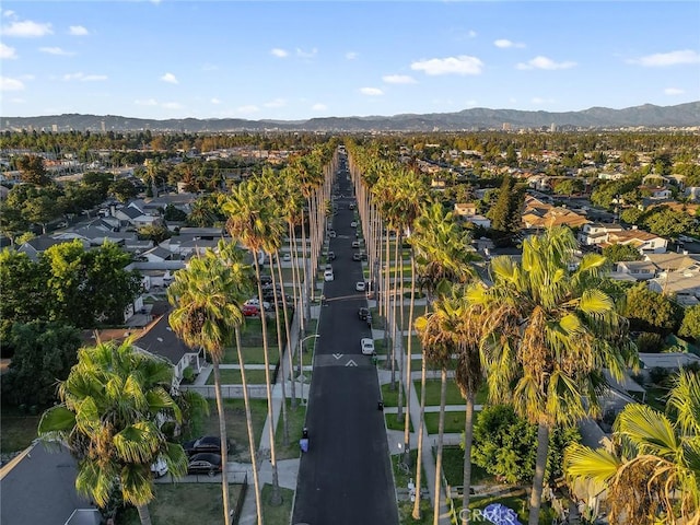 bird's eye view with a mountain view