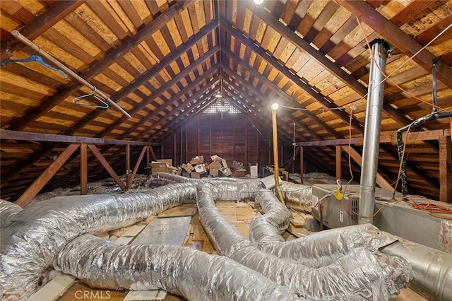 view of unfinished attic