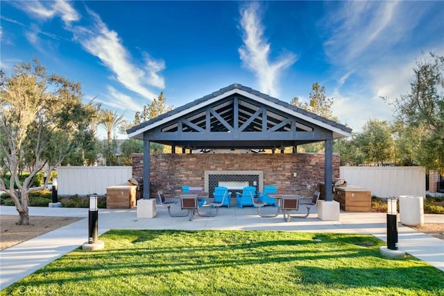 view of patio featuring a gazebo