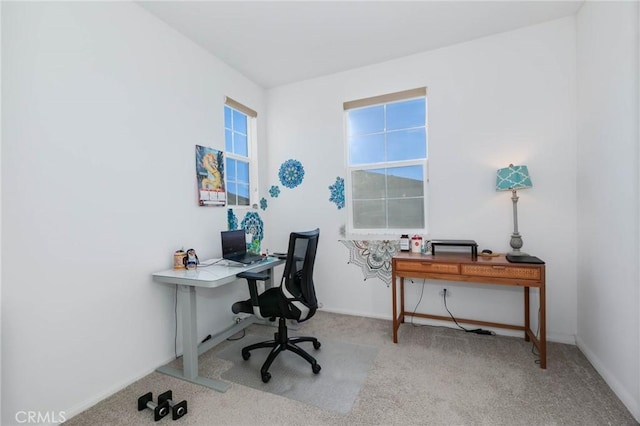 view of carpeted office space