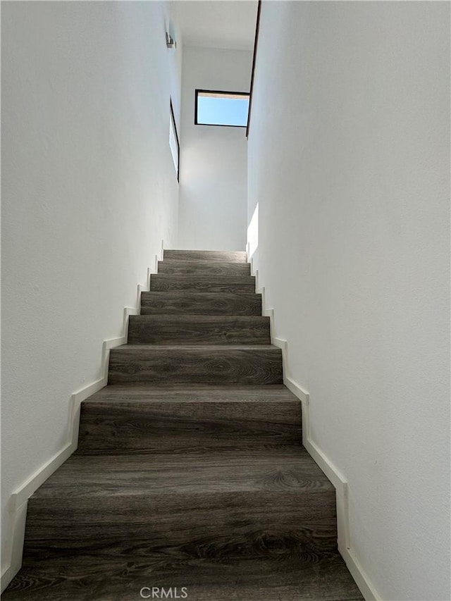 staircase featuring hardwood / wood-style floors